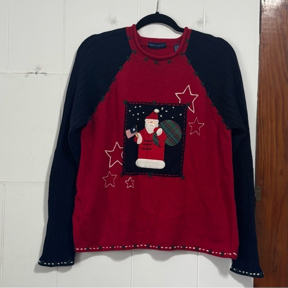 Karen Scott Vintage Wool Blend Patriotic Christmas Sweater‎ Size Large